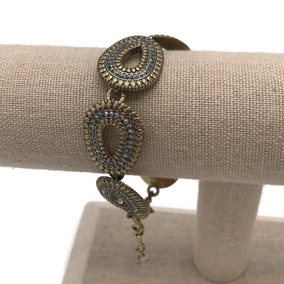 Lucky Brand 2 Tone Pave Link Bracelet - Picture 3 of 6